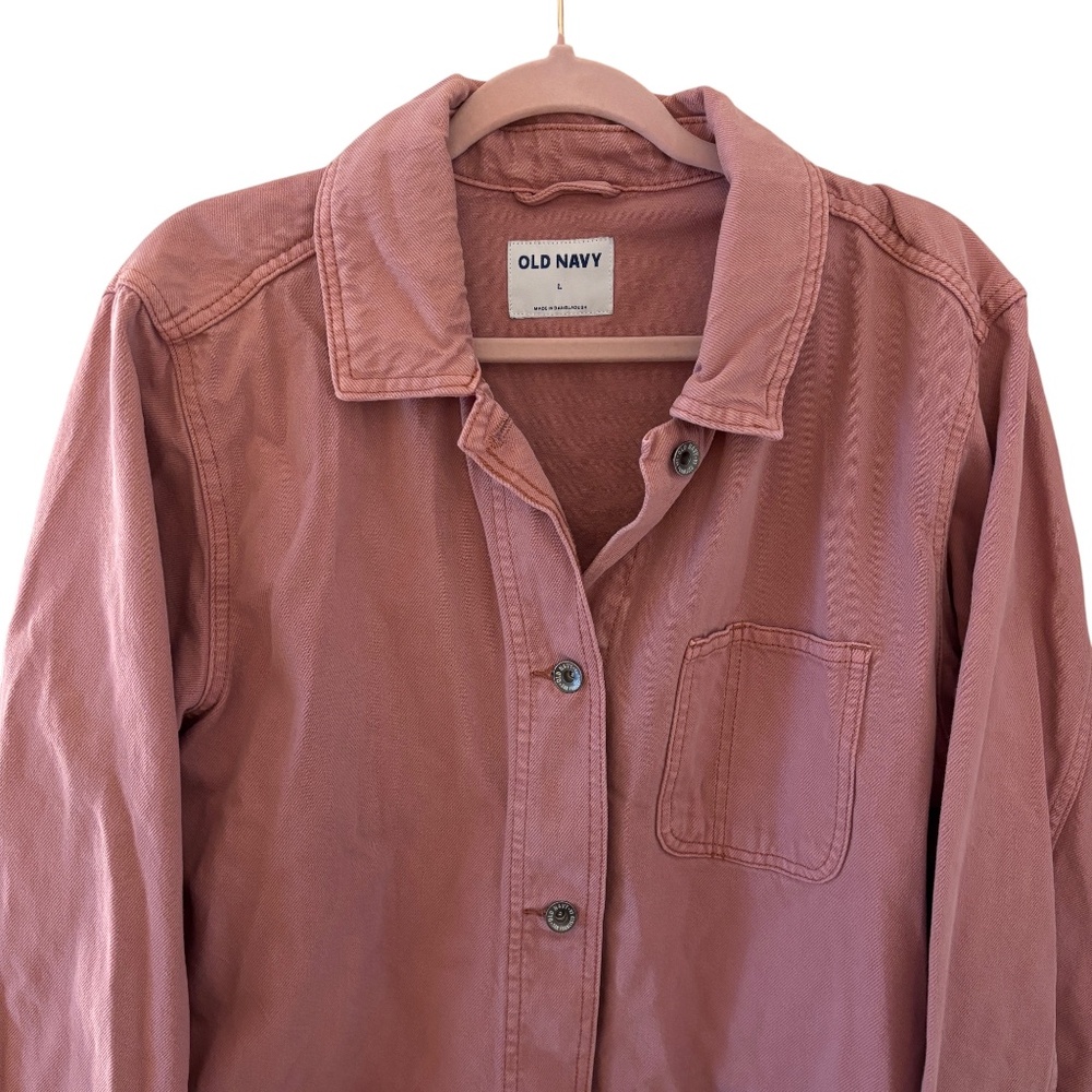 Old Navy Utility Jacket Shacket Pink Rose Large - Picture 3 of 14